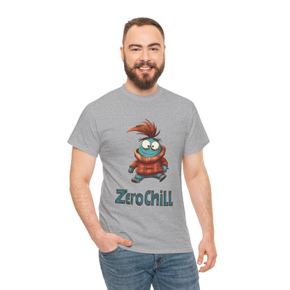 Zero Chill Funny Cartoon Character Tee, Quirky Cute Monster Shirt, Chill Vibes Humor Gift, Fun Cartoon T-Shirt, Chill Vibe Shirt