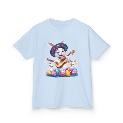 Mexican Easter Bunny Kids T-Shirt - Fiesta de Pascua Shirt with Guitar, Fun Spring Festival Tee, Colorful Holiday Gift for Children