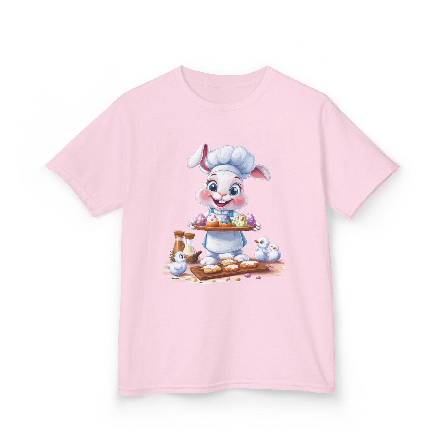 Easter Bunny Chef Kids T-Shirt, Cute Spring Baking Tee with Eggs, Toddler Easter Outfit, Bunny Holding Egg Tray Tee, Cute Animal Design