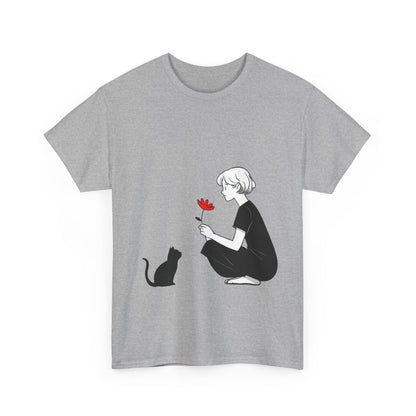 Cat Lover's Heavy Cotton Tee, Cute Cat Shirt, Pet Owner Gift, Animal Lover Apparel, Birthday Gift for Her, Women's Cotton T-Shirt, Cat Lover