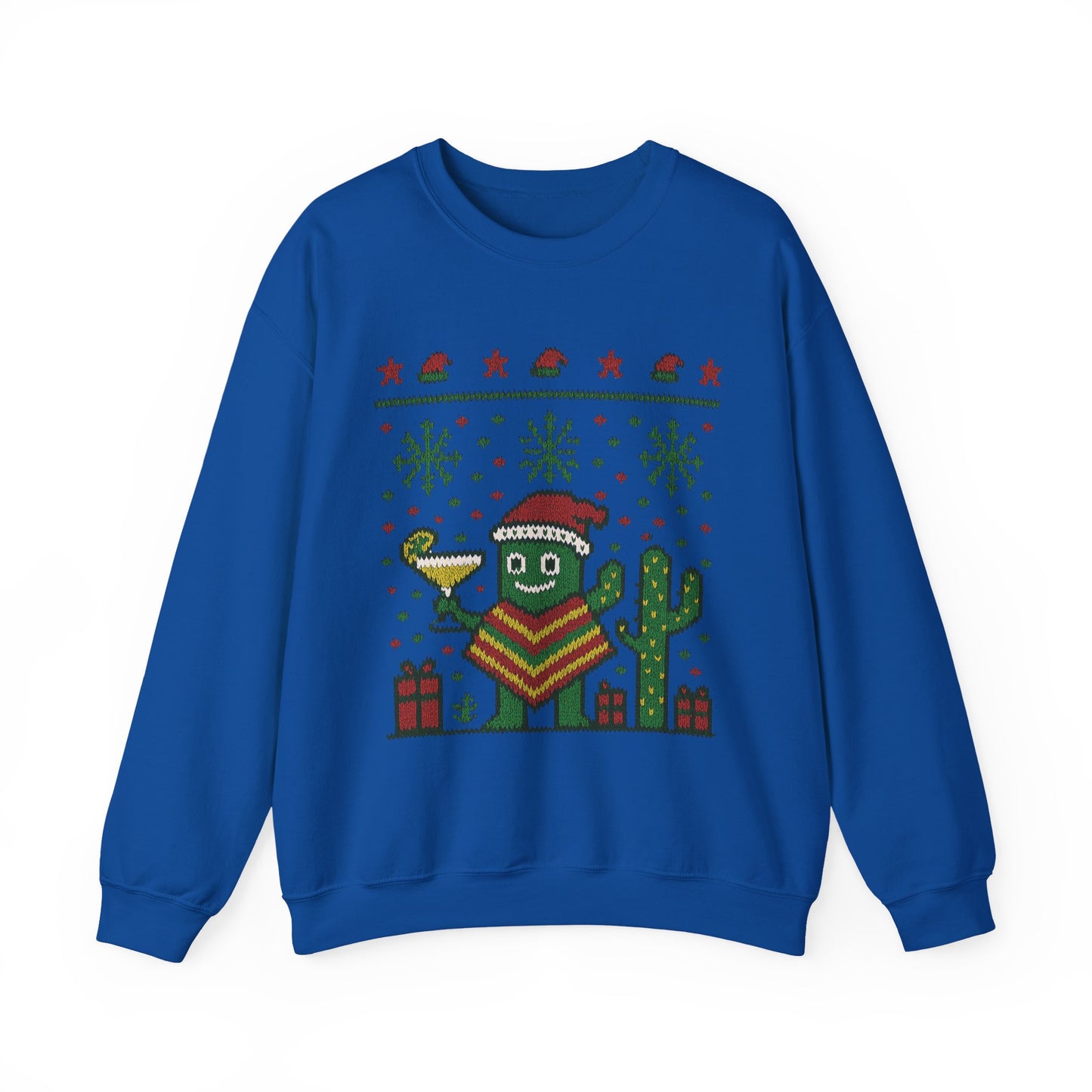 Festive Cactus Christmas Women's Sweatshirt, Funny Santa Hat Holiday Pullover, Women's Heavy Blend™ Crewneck Sweatshirt