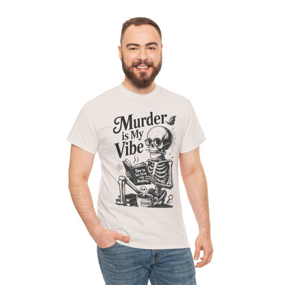 Mens Heavy Cotton Tee - "Murder is My Vibe" Graphic Shirt for Ghoulish Vibes, Halloween Fun, Spooky Season, Casual Wear, Gift for [...]
