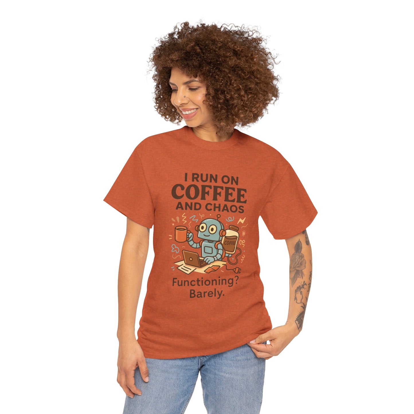 I Run on Coffee and Chaos Unisex Heavy Cotton Tee, Funny Coffee Lover Shirt, Gift for Him/Her, Work from Home Humor Tee, Relaxed Fit [...]