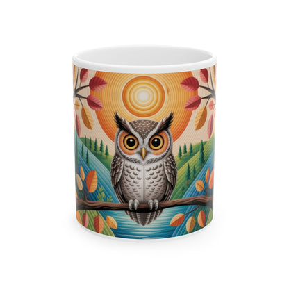 Whimsical Owl Ceramic Mug - Cozy Home Decor, Gift for Nature Lovers, Coffee Mug, Fall Vibes, Owl Enthusiast Gift