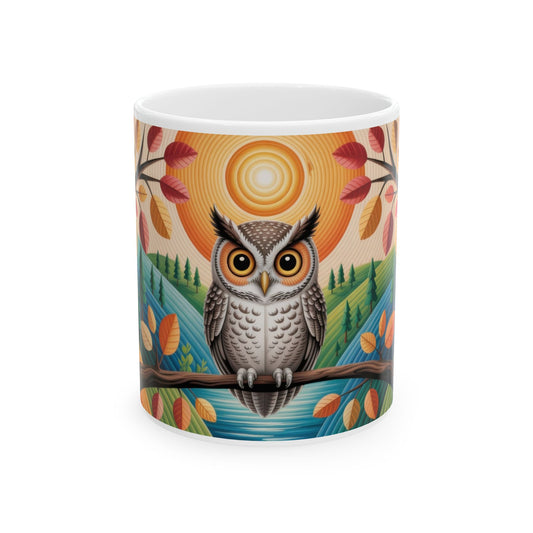 Whimsical Owl Ceramic Mug - Cozy Home Decor, Gift for Nature Lovers, Coffee Mug, Fall Vibes, Owl Enthusiast Gift