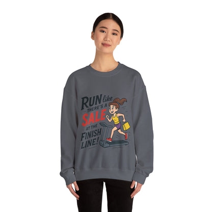 Run Like Theres a SALE at the Finish Line! Womens Sweatshirt, Funny Shopping Pullover, Treadmill Runner Gift for Her, Sale Humor Tee
