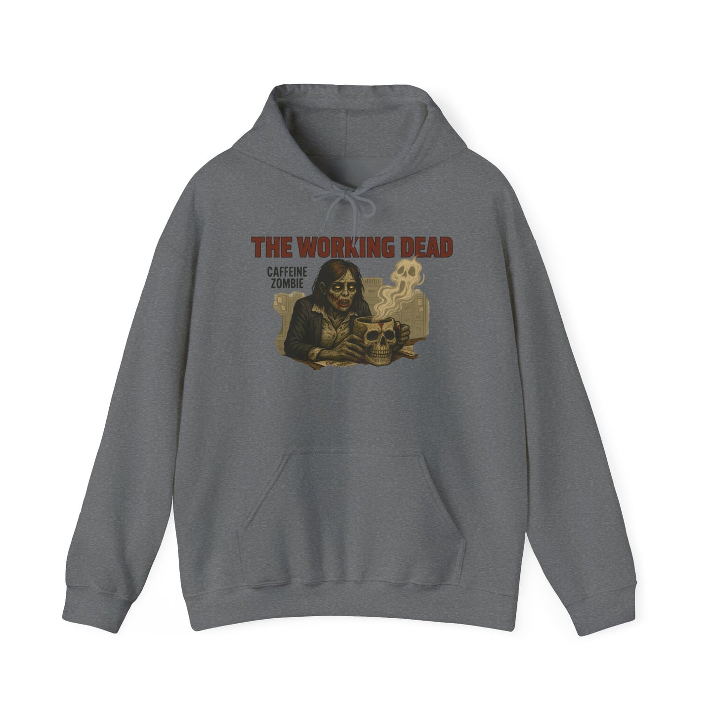 The Working Dead Women's Zombie Hoodie, Work Humor Hoodie, Halloween Work Top, Coffee Zombie Hoodie