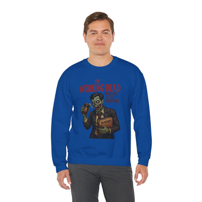 The Working Dead Men's Funny Zombie Sweatshirt, Office Humor Crewneck, Halloween Work Top