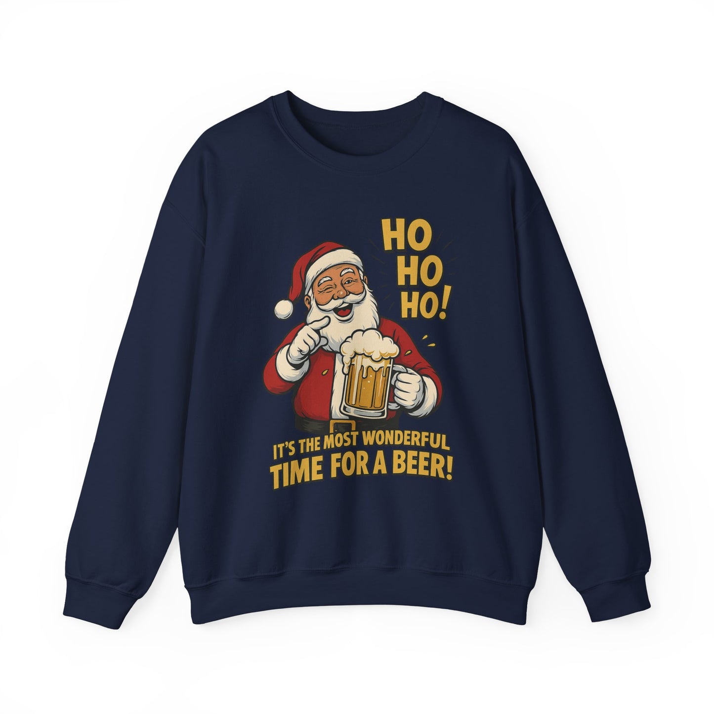 Funny Santa Beer Christmas Sweatshirt, Men's Holiday Pullover, Men's Heavy Blend™ Crewneck Sweatshirt