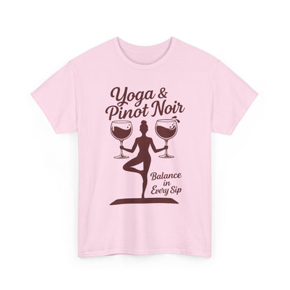 Yoga and Wine Shirt Women, Funny Pinot Noir Tee, Balance in Every Sip Tee, Yoga Lover Gift