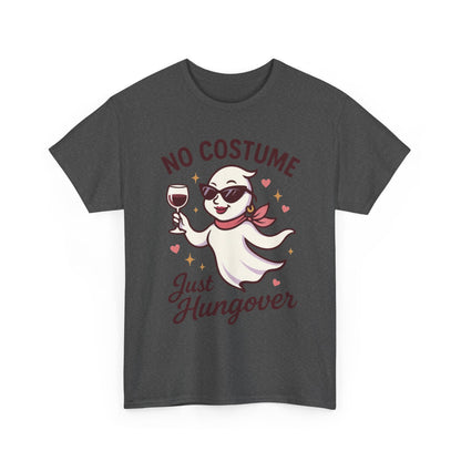 No Costume Just Hungover Women's T-Shirt, Funny Ghost Wine Halloween Party Graphic Tee