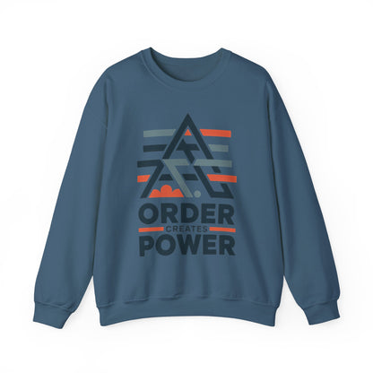 Men's Sweatshirt Order Creates Power, Minimal Geometric Motivational Graphic Pullover, Heavy Blend™ Crewneck Sweatshirt