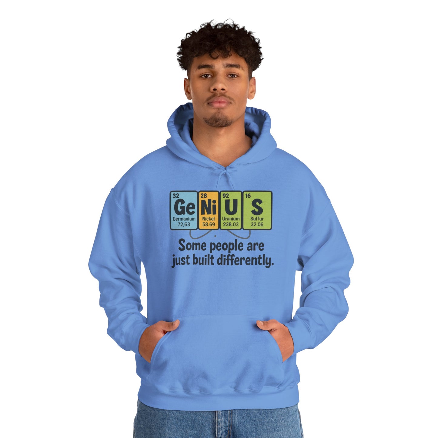 Funny Mens Genius Hoodie, Periodic Table Nerd Sweatshirt, Smart Science Pullover Gift for Him, Science Lover Apparel, Funny Hoodie
