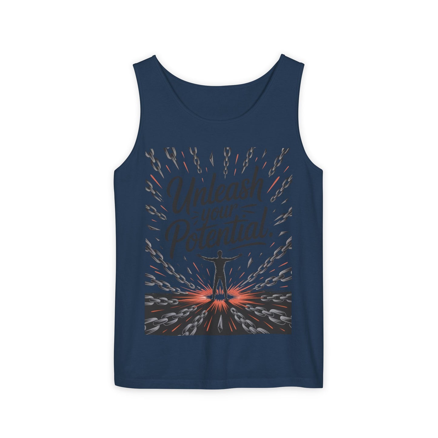 Men's Motivational Tank Top, "Unleash Your Potential" Graphic, Inspirational Gym Wear, Fitness Apparel, Summer Top, Gift for Him