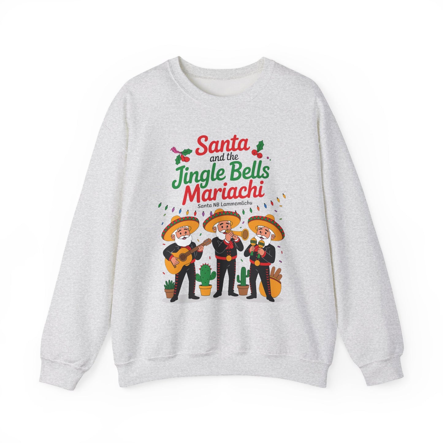 Santa and the Jingle Bells Mariachi Sweatshirt, Funny Mexican Christmas Jumper, Latin Holiday Fiesta Pullover