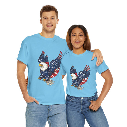 Patriotic Eagle Tee | Unisex Heavy Cotton T-Shirt for Independence Day, Memorial Day, Veterans Day, Gift for Nature Lovers, Casual Wear