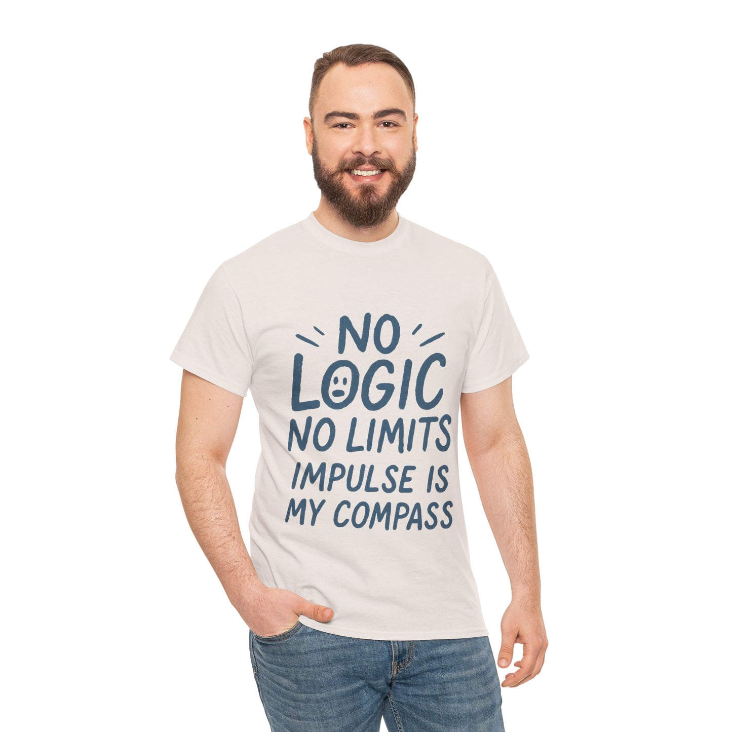 Funny No Logic Mens T-Shirt, No Limits Impulse Quote, Relaxed Fit Graphic Tee, Gift for Him, Casual Wear for Creatives, Gift for Artists