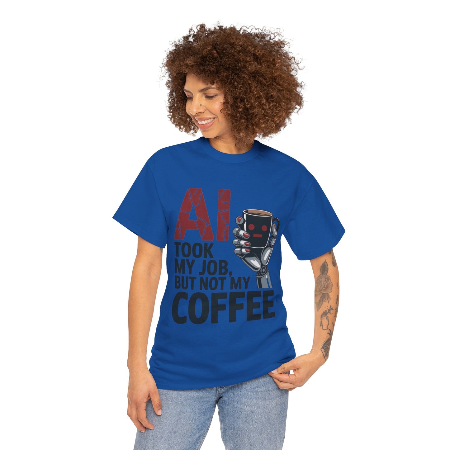 Women's AI Coffee T-Shirt, Funny Robot Job Humor Tee, Geek Sarcastic Gift for Her, Sarcastic Work Shirt, Career Humor