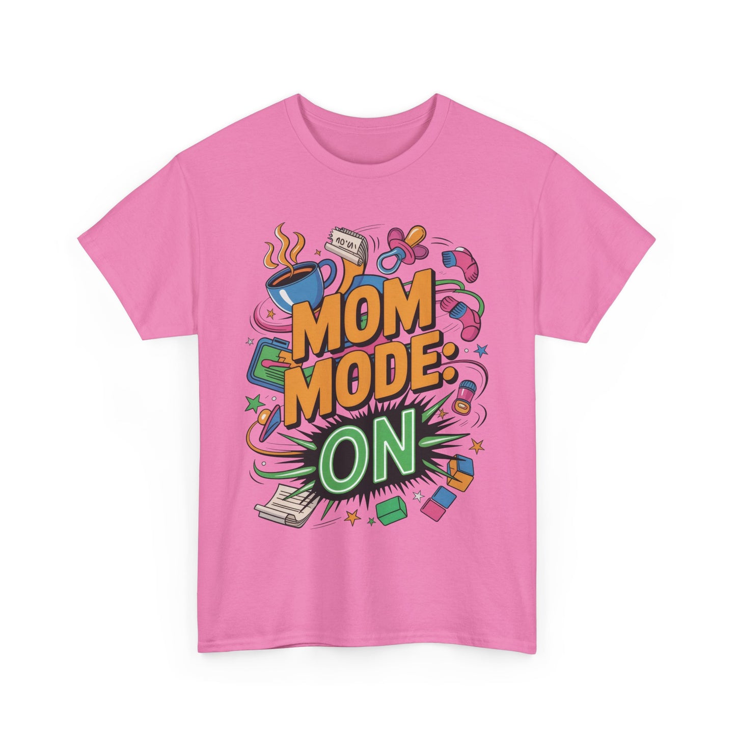 Mom Mode ON Cotton Tee, Funny Mom T-Shirt, Gift for Mothers, Parent Life Apparel, Mother's Day Humor T-Shirt, Cute Mama Life Graphic Tee