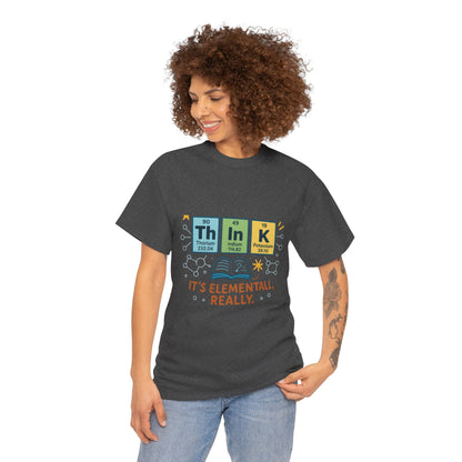 Smart Womens Science T-Shirt, THINK Periodic Table Tee, Funny Elemental Nerd Gift for Her, Graphic Tee for Science Lovers