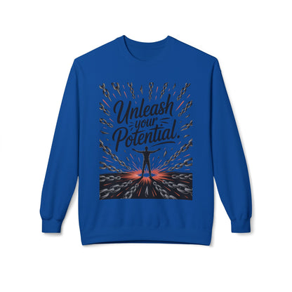 Unleash Your Potential Men's Sweatshirt, Motivational Crewneck, Inspirational Gift For Men, Gift for Graduates, Personal Growth Apparel