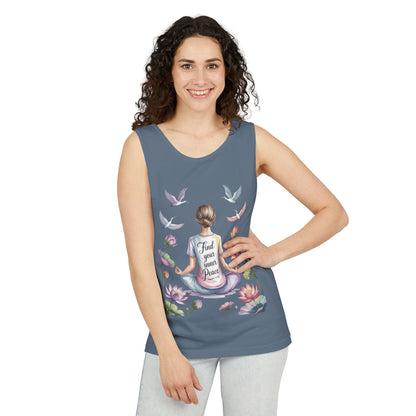 Meditation Floral Womens Tank Top, Find Your Inner Peace, Yoga Apparel, Gift for Mindfulness, Summer Relaxed Wear
