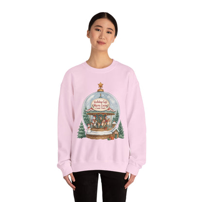 Holiday Café Christmas Sweatshirt, Warm Cocoa Snow Globe Pullover