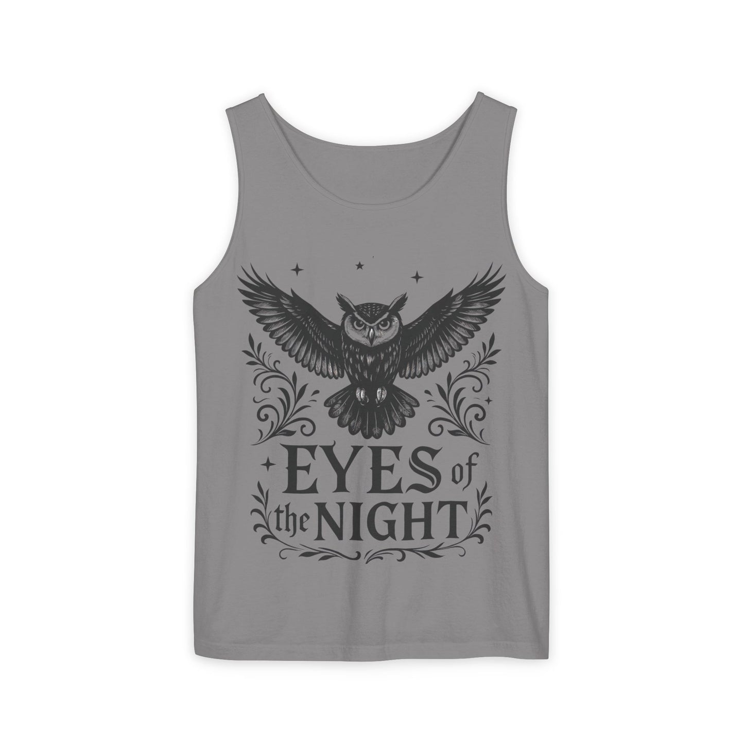 Eyes of the Night Owl Tank Top, Mens Summer Wear, Boho Aesthetic, Festival Outfit, Nature Lover Gift, Halloween Apparel