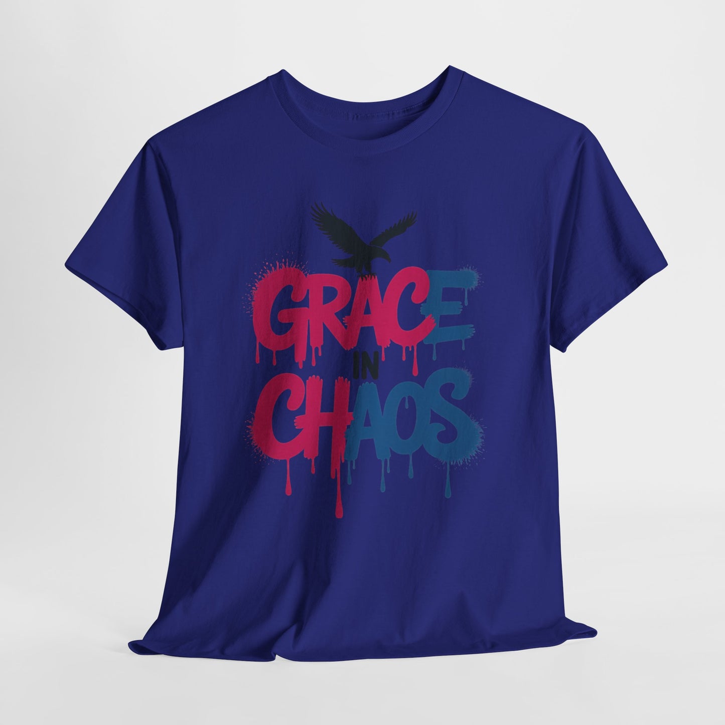 Womens Graffiti T-Shirt, Grace in Chaos Dripping Street Art Tee, Bold Urban Graphic Shirt