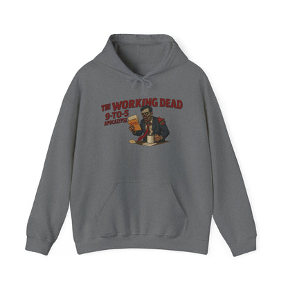 The Working Dead 9-to-5 Apocalypse Hoodie, Men's Horror Office Zombie Sweatshirt, Halloween Zombie Work Top
