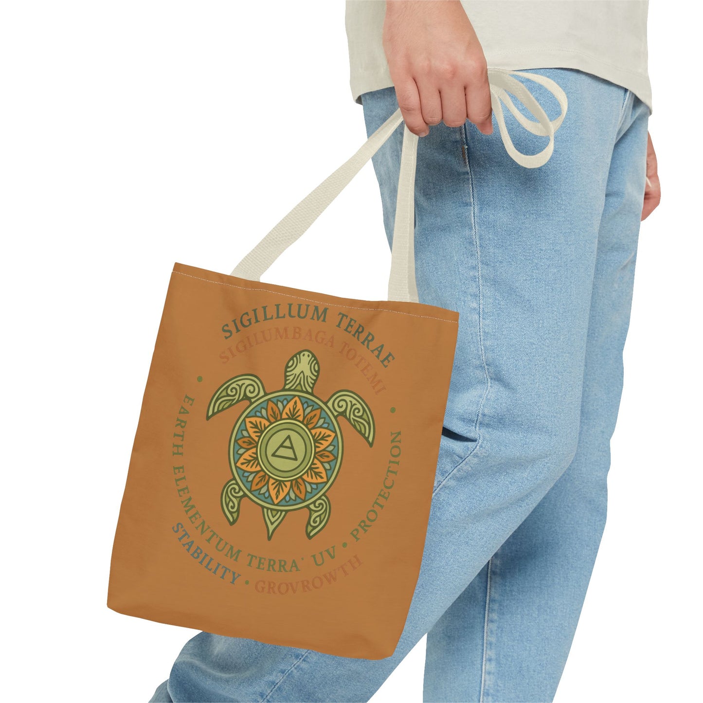 Spiritual Symbol Tote Bag, Eco-Friendly Shopping Bag, Meditation Pouch, Gift for Yogis, Bohemian Style, Sigillum Terrae Design
