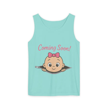 Coming Soon Maternity Tank Top, Cute Baby Girl Pregnancy Announcement Shirt, Expecting Mom Gift, Gender Reveal Tee, Baby Shower Gift