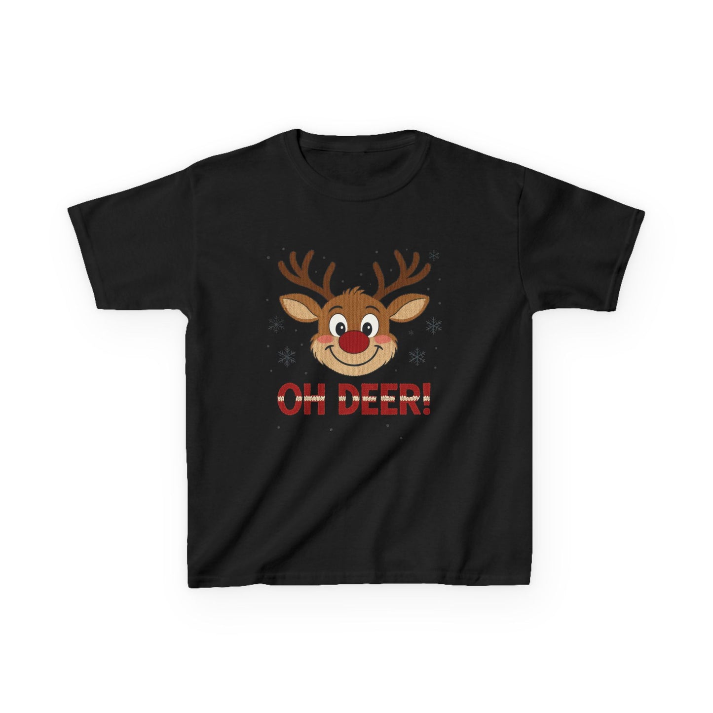Girls Oh Deer Christmas T-Shirt, Cute Reindeer Kids Holiday Tee