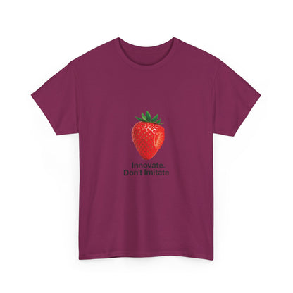 Strawberry Women's Heavy Cotton Tee, Innovate Don't Imitate Shirt,  Graphic Tee, Casual Wear, Gift Idea, Summer Style, Witty Design T-Shirt