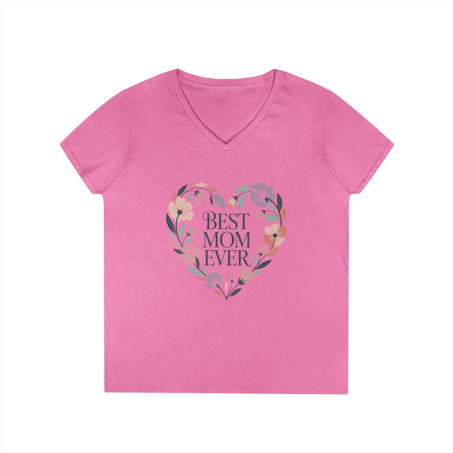 Best Mom Ever Floral V-Neck T-Shirt, Gift for Mom, Mother's Day Shirt, Floral Tee, Mothers Day Gift Shirt