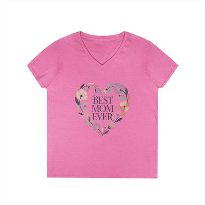 Best Mom Ever Floral V-Neck T-Shirt, Gift for Mom, Mother's Day Shirt, Floral Tee, Mothers Day Gift Shirt