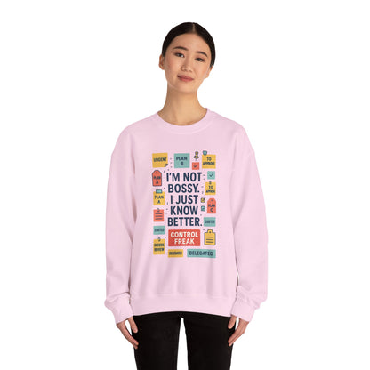 Funny Womens Control Freak Sweatshirt, Bold Sarcastic Quote Pullover, Ideal Gift for Bossy Friends, Funny Womens Sweatshirt