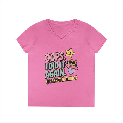 Oops! I Did It Again Ladies' V-Neck T-Shirt, Fun Casual Tee, Perfect Gift, Casual Statement Wear, Positive Message Women's T-Shirt