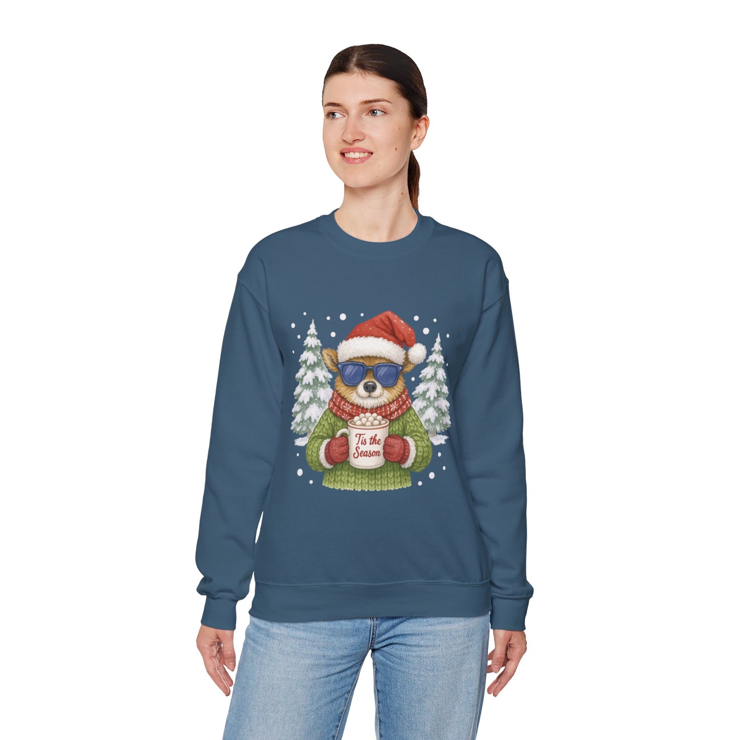Women's Tis the Season Christmas Sweatshirt, Festive Reindeer Pullover