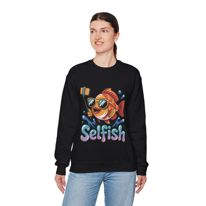 Selfish Womens Sweatshirt, Funny Selfie Pullover, Cute Ocean Pun Sweater, Playful Sea Life Gift, Fun Gift for Fish Lovers, Fishing Apparel