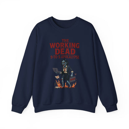 Women's The Working Dead 9-to-5 Apocalypse Sweatshirt, Funny Office Zombie Horror Pullover, Halloween Zombie Work Top