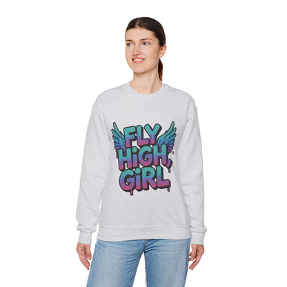 Women's Sweatshirt Fly High Girl, Graffiti Drip Angel Wings Streetwear Pullover Top