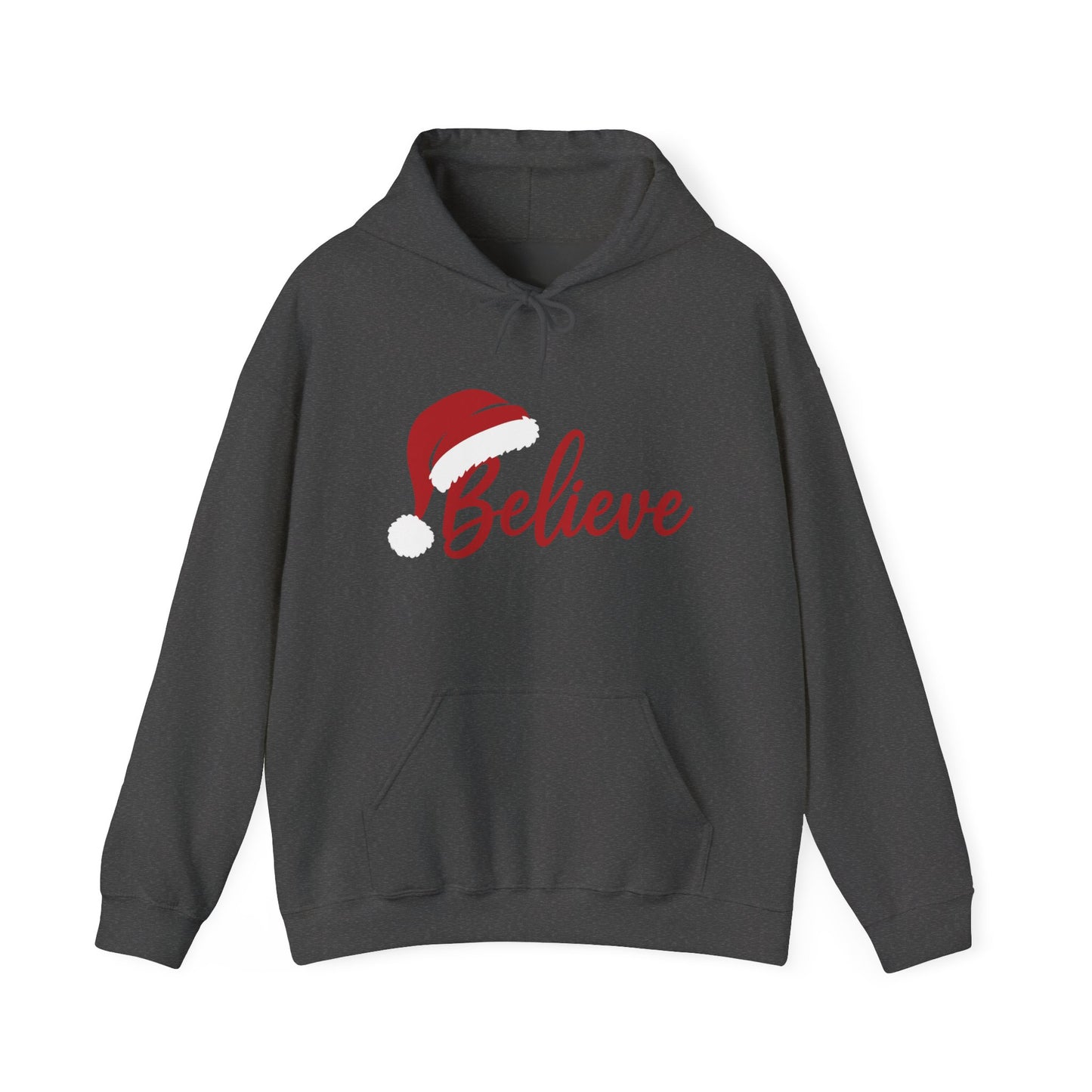 Believe Christmas Women's Hoodie, Minimal Santa Hat Holiday Sweatshirt for Women