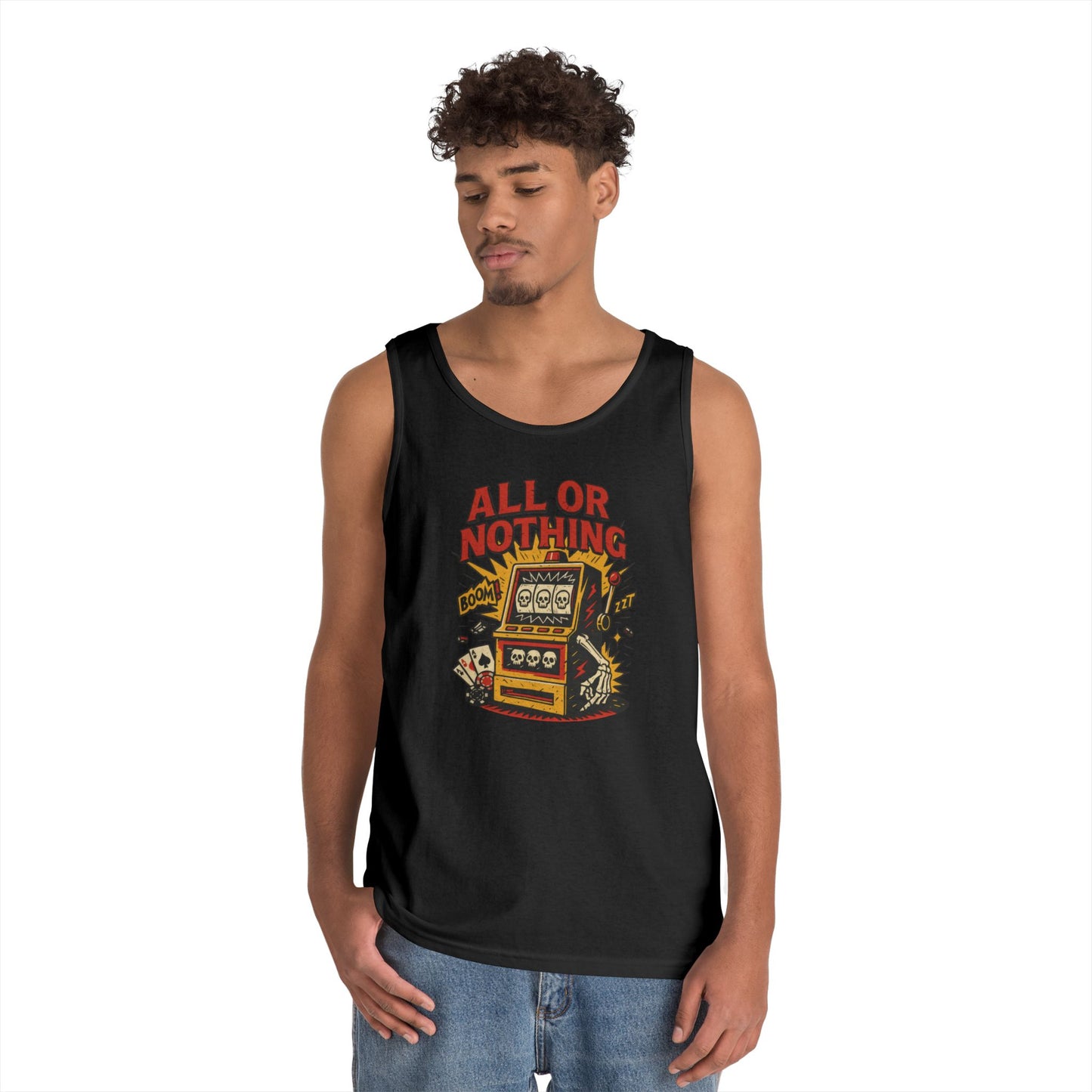 Retro Casino Vibes Tank Top, All or Nothing Design, Gift for Gamers,  Poker Lover Gift, Gaming Apparel, Slot Machine Graphic