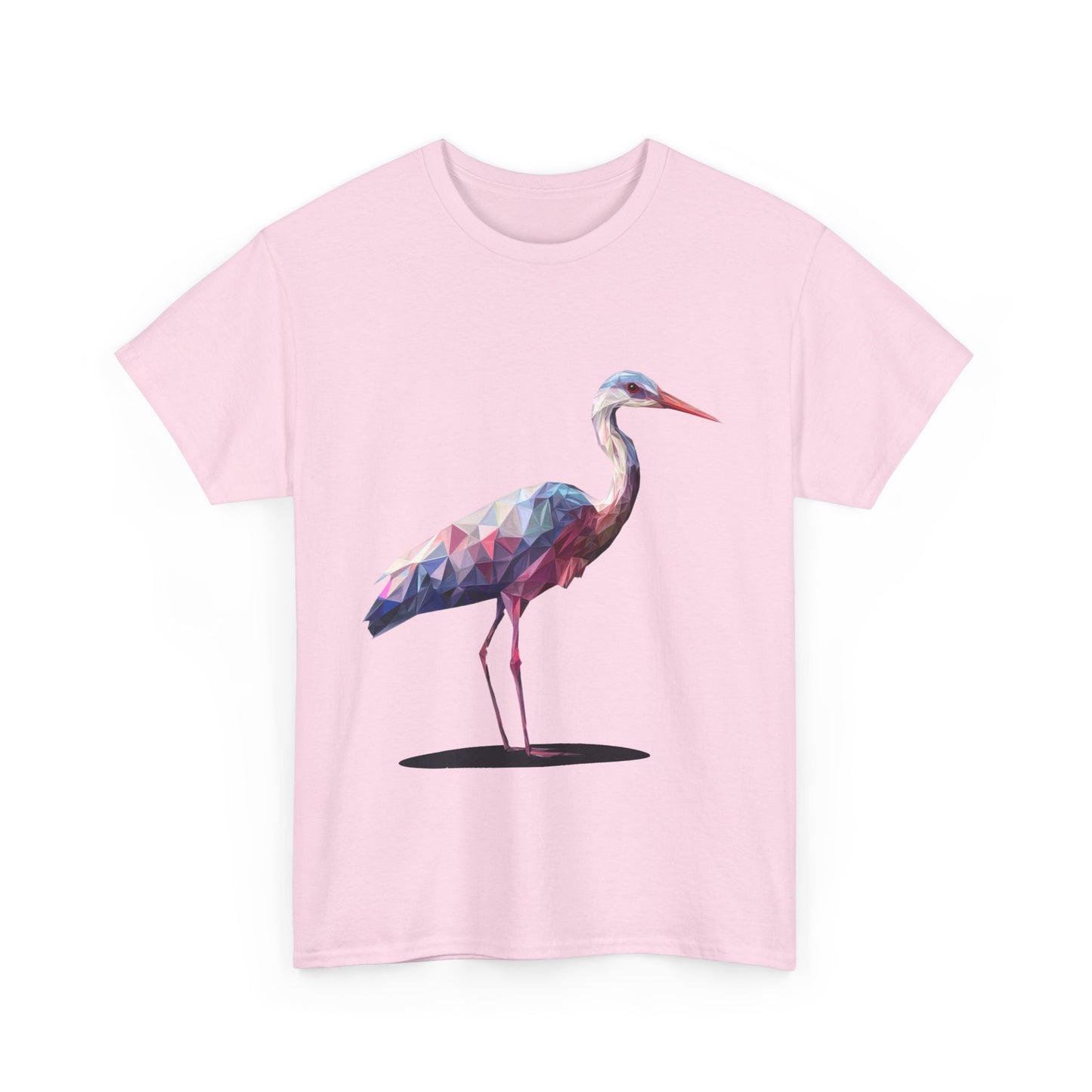 Geometric Heron T-Shirt, Colorful Polygon Bird Graphic, Nature Lover Unisex Heavy Cotton Tee, Geometric Crane Tee, Bird Lovers Gift