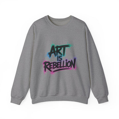 Art Is Rebellion Women's Sweatshirt, Graffiti Graphic Pullover, Bold Rebel Street Art Statement Top, Heavy Blend™ Crewneck Sweatshirt