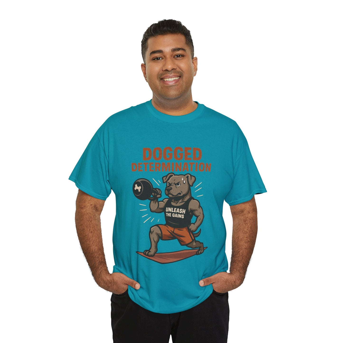 Funny Gym Dog T-Shirt for Men, Workout Bulldog Graphic Tee, Fitness Motivation Shirt, Dog Lover Gift, Dogged Determination Gym Tee