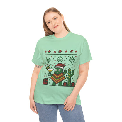 Festive Cactus Christmas Shirt, Funny Holiday Santa Hat Tee for Women, Women's Funny Xmas Shirt
