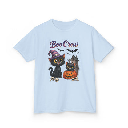 Boo Crew Kids Halloween T-Shirt, Cute Black Cats Pumpkin Design, Fun Spooky Shirt for Girls Boys