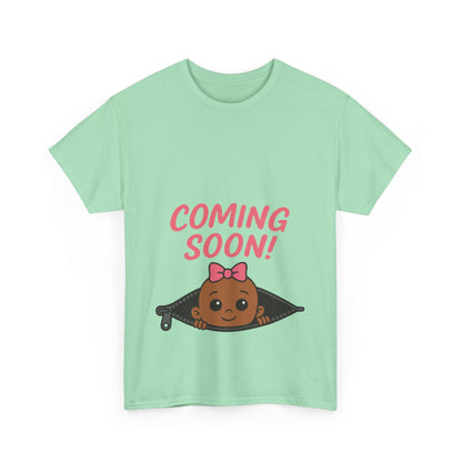 Coming Soon Maternity Tee, Cute Baby Girl Pregnancy Announcement Tee, Funny Expecting Mom Gift, Gender Reveal Tee, Baby Shower Top